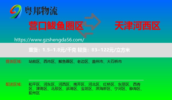 鲅鱼圈区到河西区物流专线