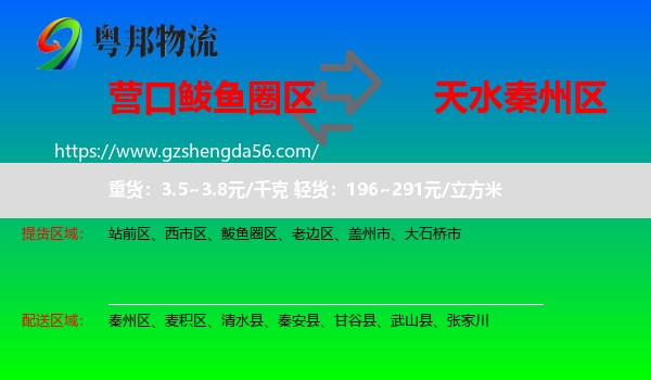 鲅鱼圈区到秦州区物流专线