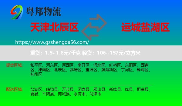 北辰区到盐湖区物流专线