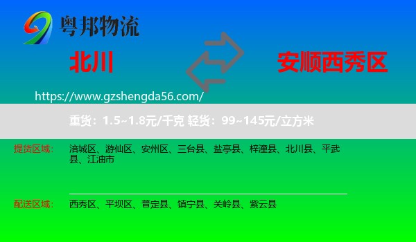 北川县到西秀区物流专线