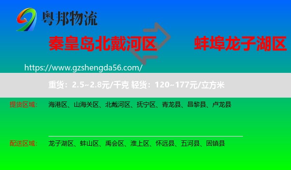 北戴河区到龙子湖区物流专线