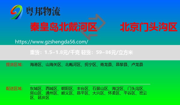 北戴河区到门头沟区物流专线