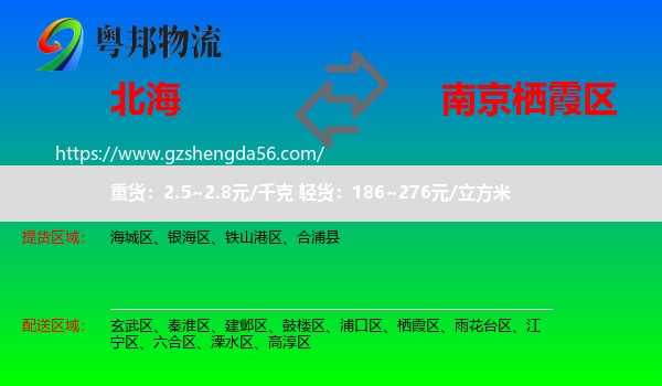 北海到栖霞区物流专线