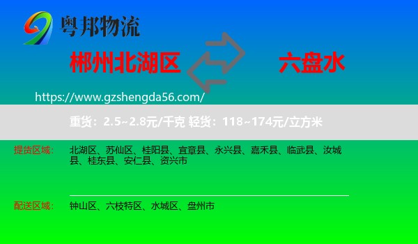 北湖区到六盘水物流专线
