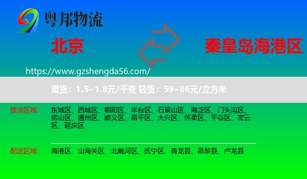 北京到海港区物流专线