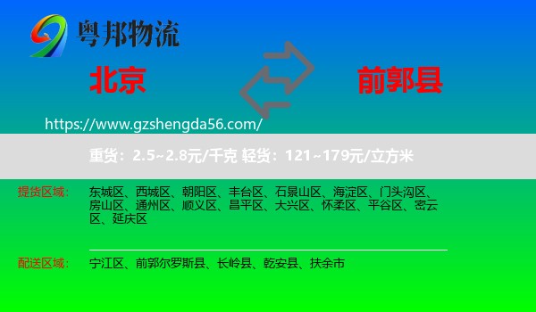 北京到前郭尔罗斯县物流专线