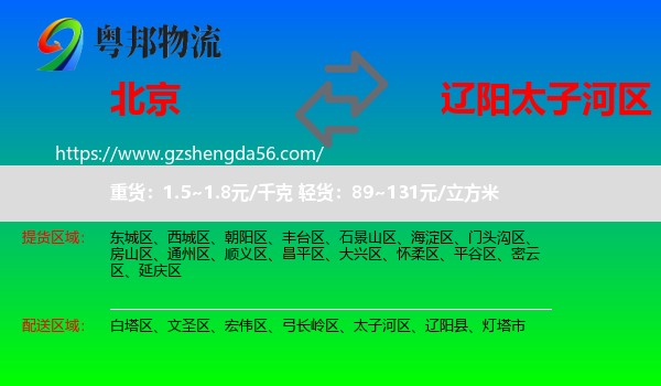 北京到太子河区物流专线