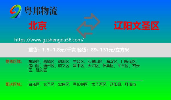 北京到文圣区物流专线