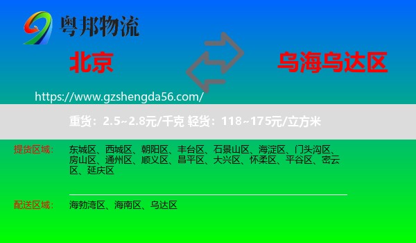 北京到乌达区物流专线