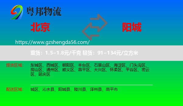 北京到阳城县物流专线