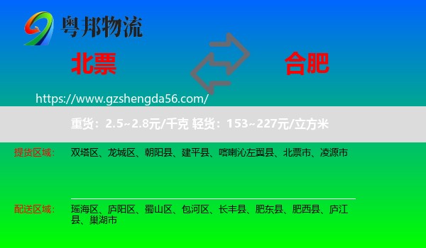 北票市到合肥专线