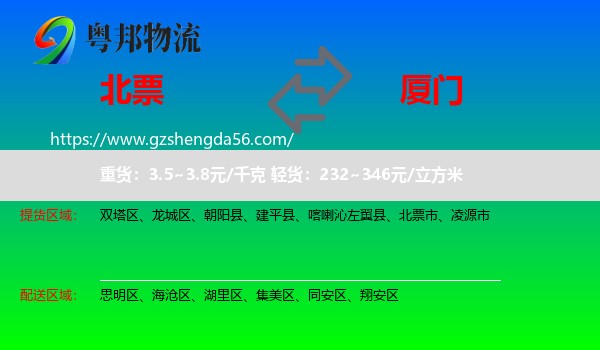 北票市到厦门物流