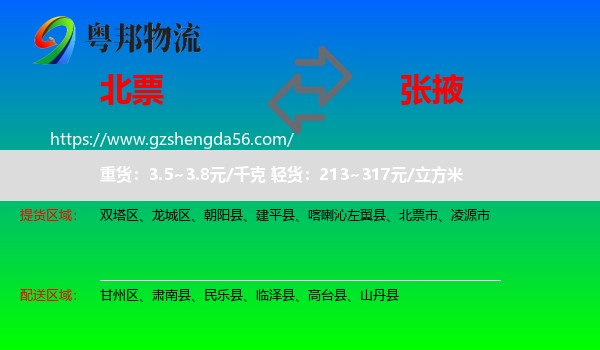 北票市到张掖物流