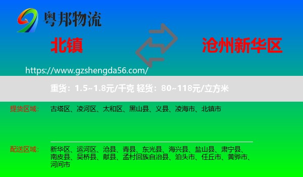 北镇市到新华区物流专线