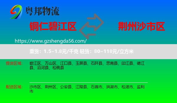 碧江区到沙市区物流专线