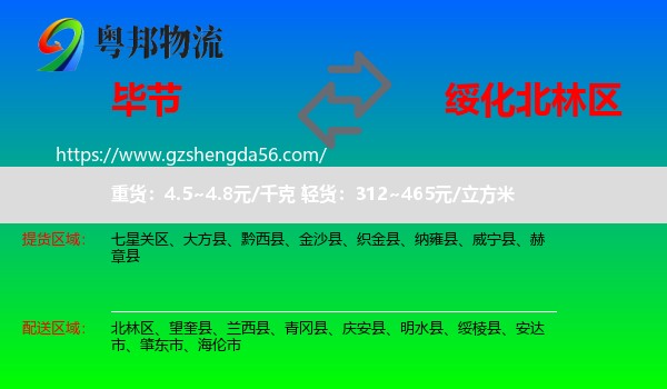 毕节到北林区物流专线