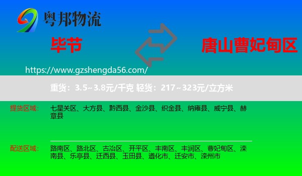 毕节到曹妃甸区物流专线