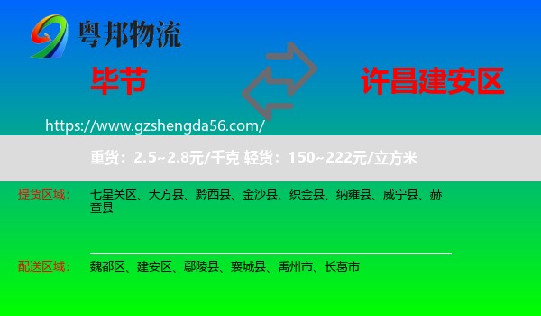 毕节到建安区物流专线