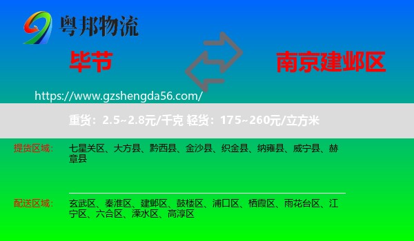 毕节到建邺区物流专线