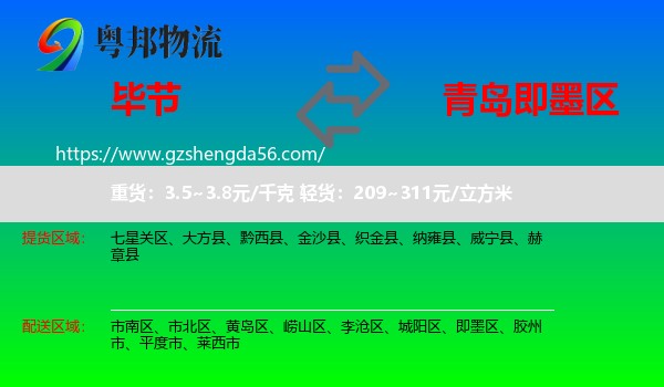 毕节到即墨区物流专线