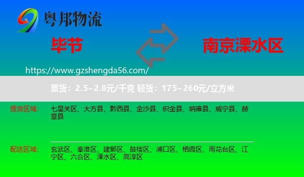 毕节到溧水区物流专线