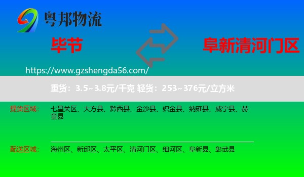 毕节到清河门区物流专线