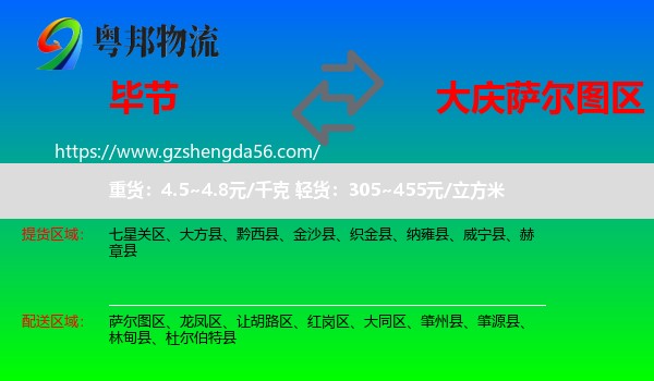 毕节到萨尔图区物流专线