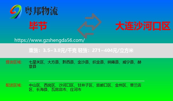 毕节到沙河口区物流专线