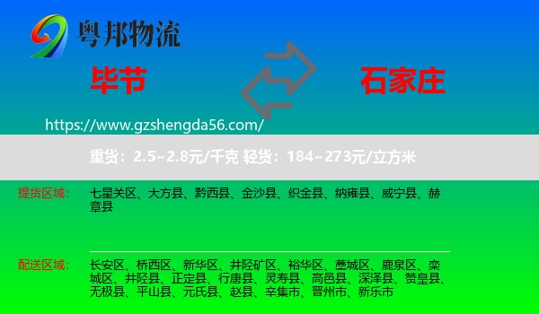 毕节到石家庄专线