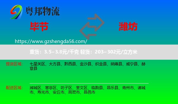 毕节到潍坊物流