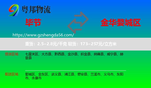 毕节到婺城区物流专线