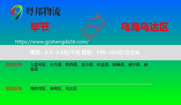 毕节到乌达区物流专线
