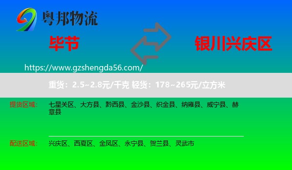 毕节到兴庆区物流专线