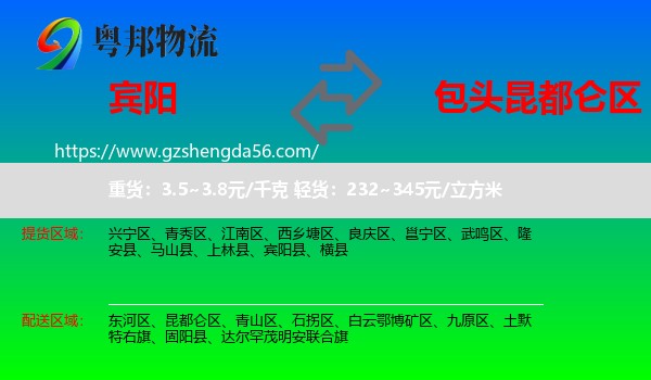 宾阳县到昆都仑区物流专线