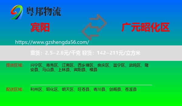 宾阳县到昭化区物流专线