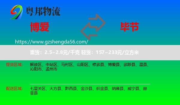 博爱县到毕节物流