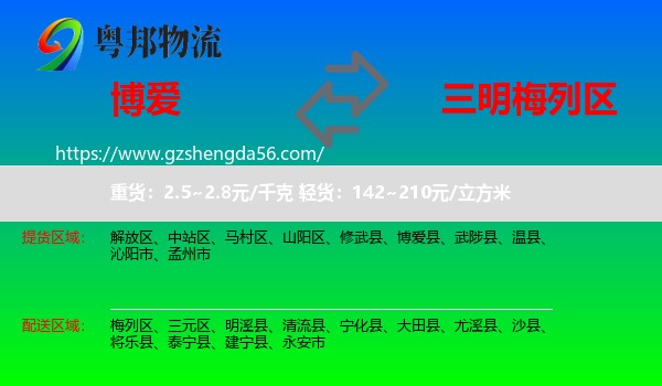 博爱县到梅列区物流专线