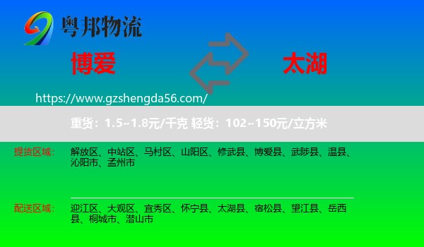博爱县到太湖县物流专线