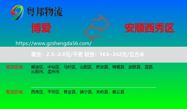 博爱县到西秀区物流专线