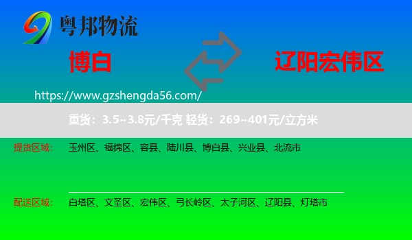 博白县到宏伟区物流专线
