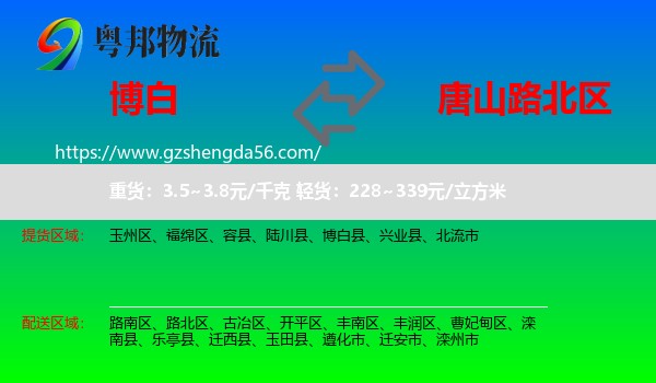 博白县到路北区物流专线