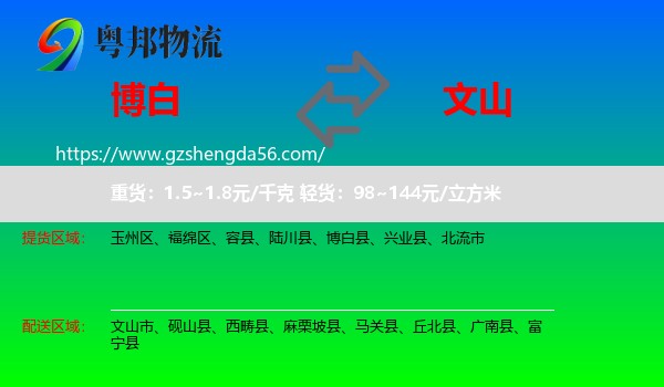 博白县到文山物流专线