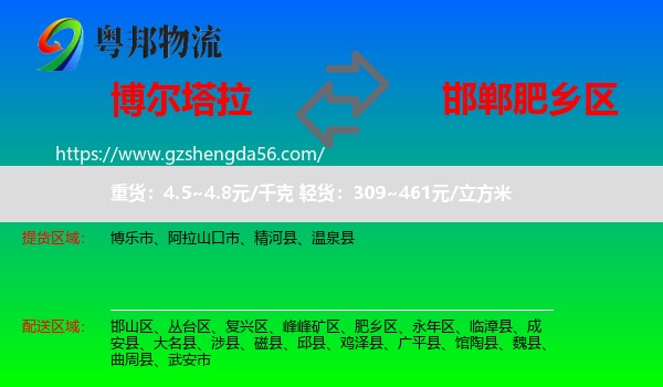 博尔塔拉到肥乡区物流专线