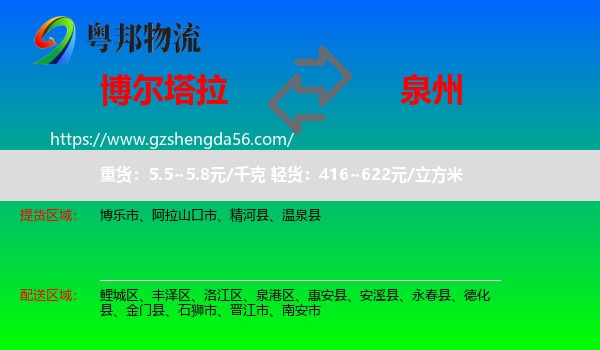 博尔塔拉到泉州物流专线