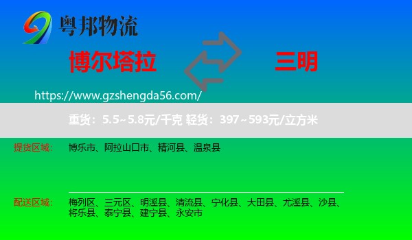 博尔塔拉到三明物流专线