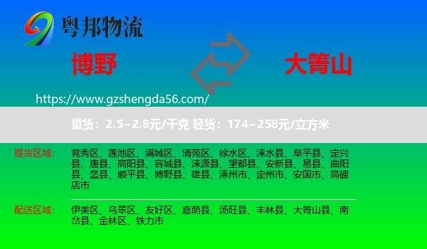 博野县到大箐山县物流专线