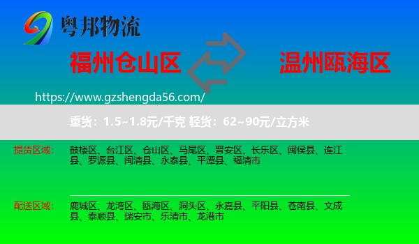 仓山区到瓯海区物流专线