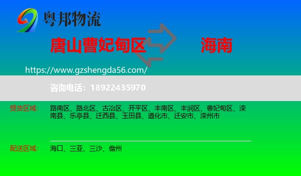 曹妃甸区到海南物流专线