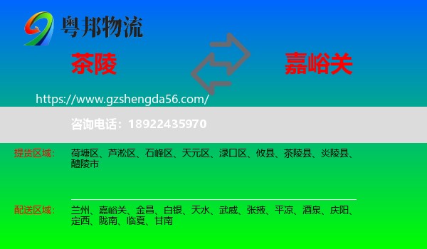 茶陵县到嘉峪关物流