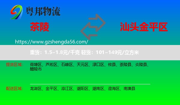 茶陵县到金平区物流专线